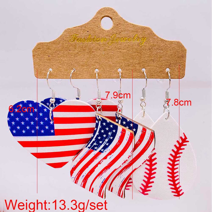 Women’s American-inspired earring set made of lightweight wood and acrylic with drop and letter charms Bowlift