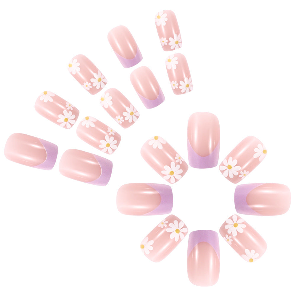 Floral French Tip Press-On Nails Bowlift