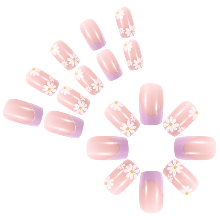 Floral French Tip Press-On Nails Bowlift