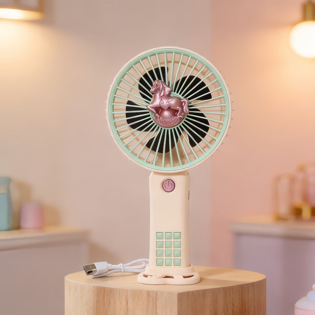 Ladies portable hand fan with creative horse design Bowlift