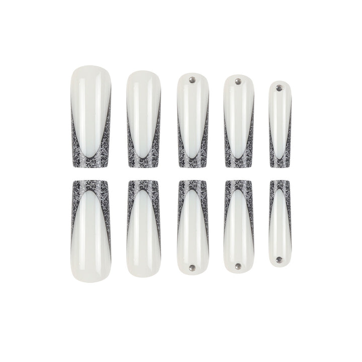 Elegant Stiletto Press-On Nails with Glittery Tips Bowlift