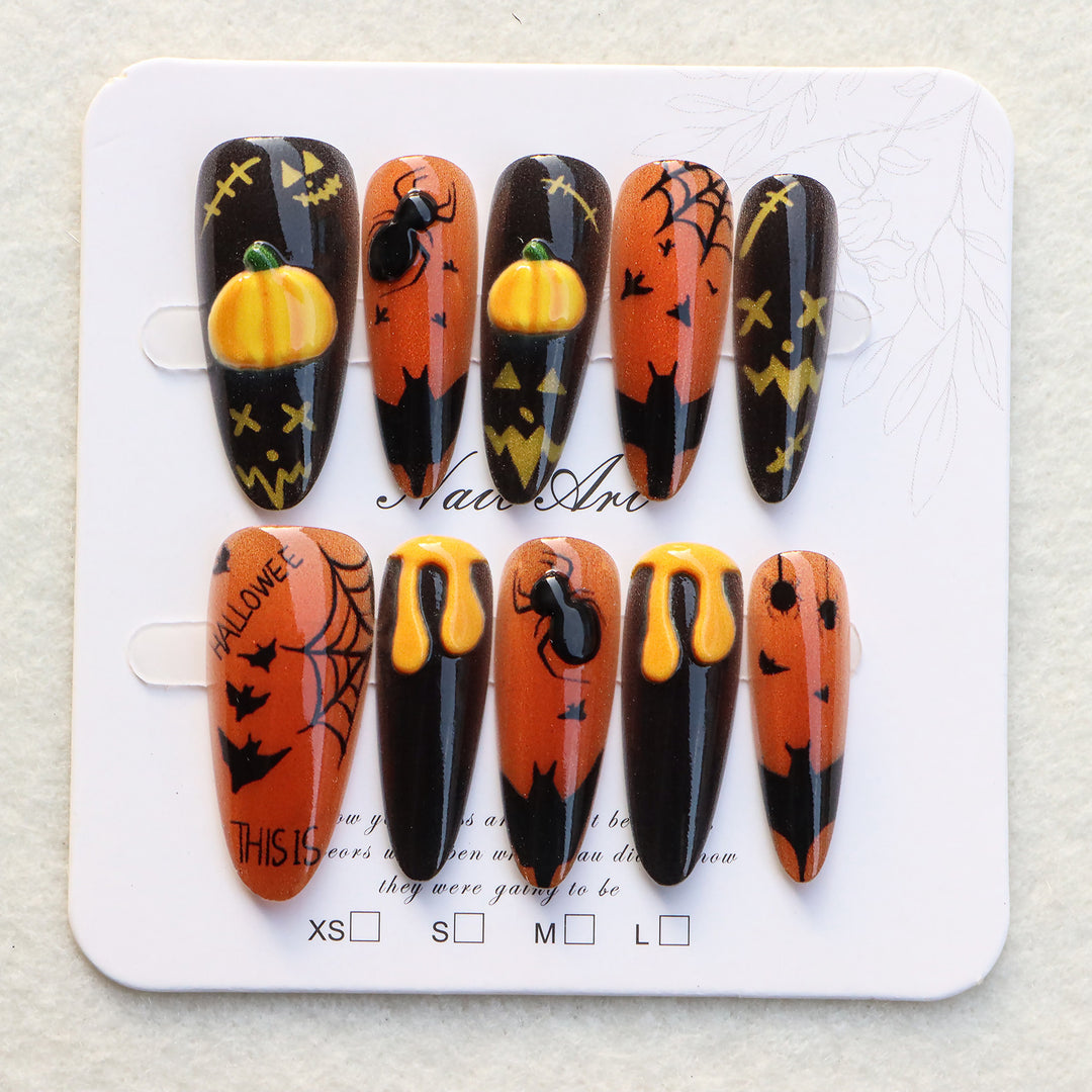 Thematic Halloween Press-On Nails Bowlift