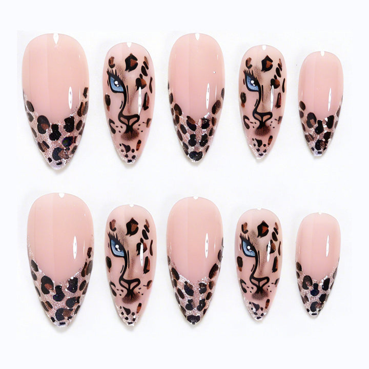 Artistic Leopard Print Stiletto Nail Art Tips Bowlift