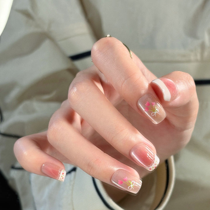 Glossy Square Tip Press-On Nails Bowlift