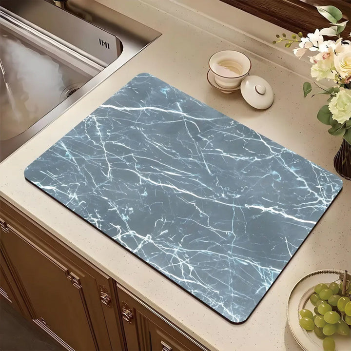 Stylish Marble Pattern Kitchen Mat Bowlift