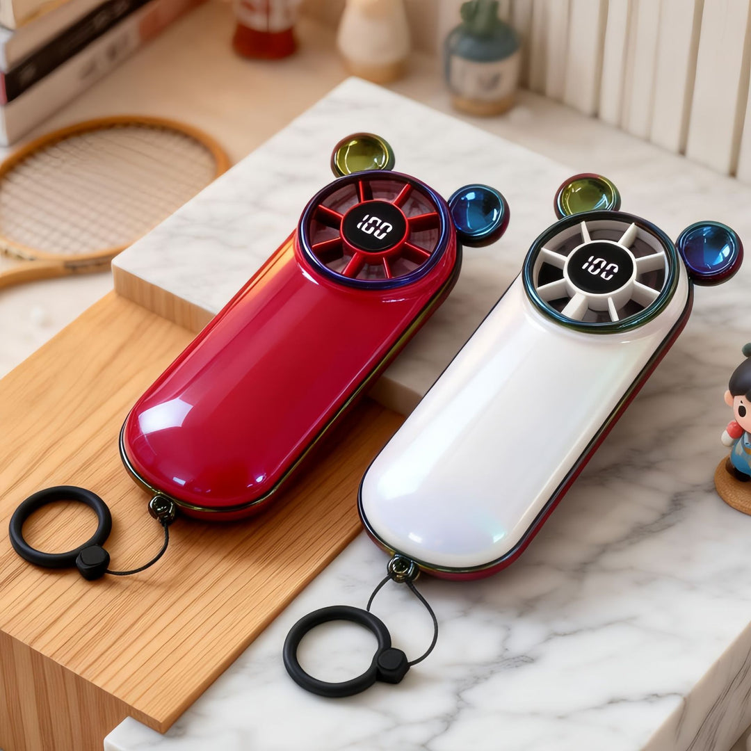 Women's Portable Mini Fan with LED Display and Multifunctional Design Bowlift