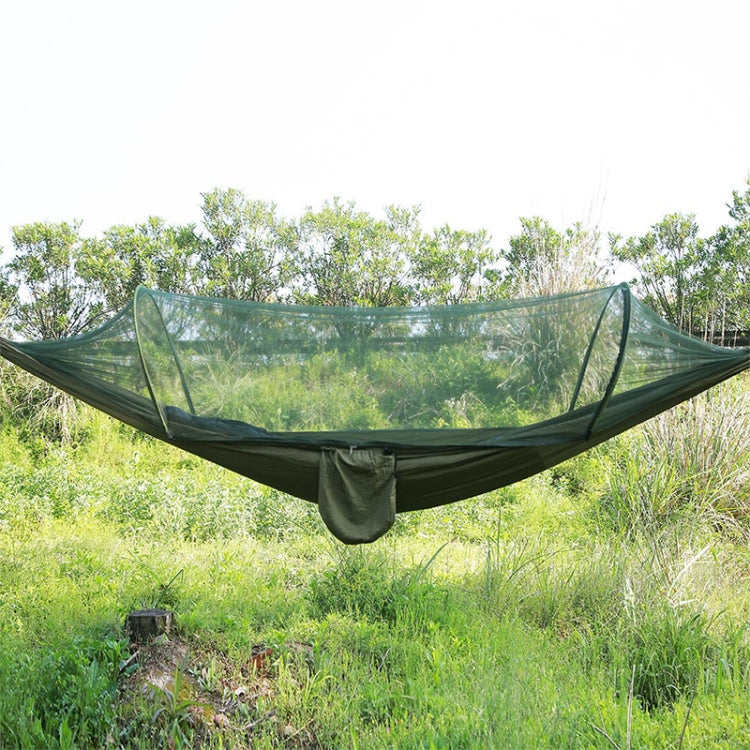 BowLift | Portable Outdoor Camping Fully Automatic Nylon Parachute Hammock with Mosquito Nets, Size: 290 x 140cm (Army Green)