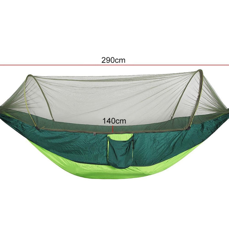 BowLift | Portable Outdoor Camping Fully Automatic Nylon Parachute Hammock with Mosquito Nets, Size: 290 x 140cm (Army Green)
