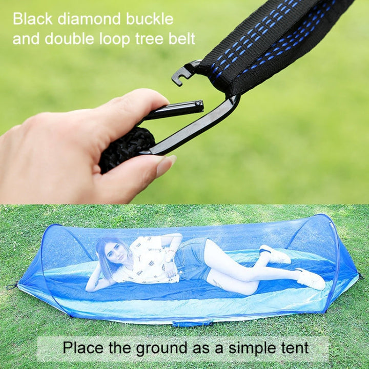 BowLift | Portable Outdoor Camping Fully Automatic Nylon Parachute Hammock with Mosquito Nets, Size: 290 x 140cm (Army Green)