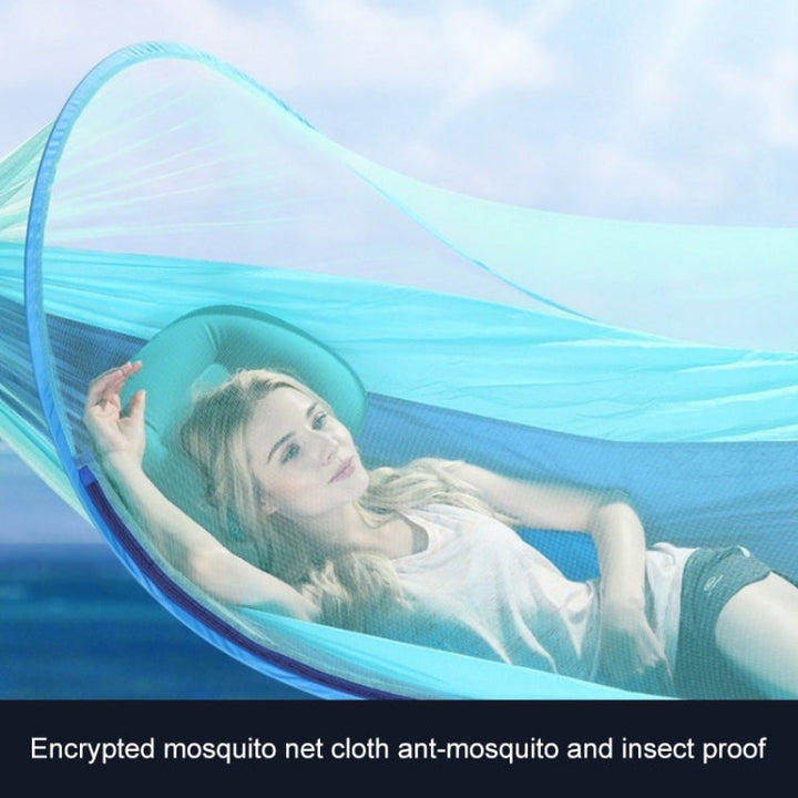 BowLift | Portable Outdoor Camping Fully Automatic Nylon Parachute Hammock with Mosquito Nets, Size: 250 x 120cm (Olive Green)
