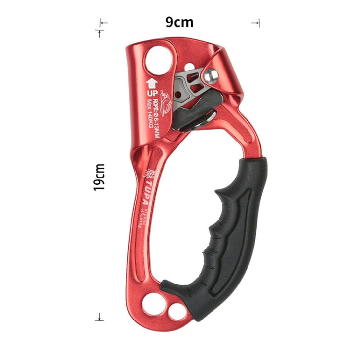 BowLift | XINDA TP-8606 Outdoor Rock Climbing Air Work Anti-Fall Handheld Rope Gripper for 8-12mm Diameter Rope Right(Red)