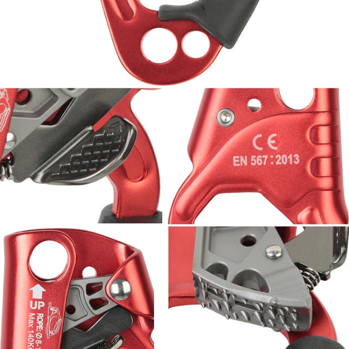 BowLift | XINDA TP-8606 Outdoor Rock Climbing Air Work Anti-Fall Handheld Rope Gripper for 8-12mm Diameter Rope Right(Red)