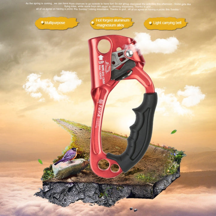 BowLift | XINDA TP-8606 Outdoor Rock Climbing Air Work Anti-Fall Handheld Rope Gripper for 8-12mm Diameter Rope Right(Red)