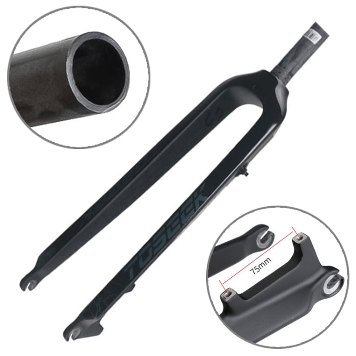 BowLift | TOSEEK Ultra Light 26 Inch 385mm Mountain Bike Full Carbon Fork Straight Tube Disc Brake (Black)