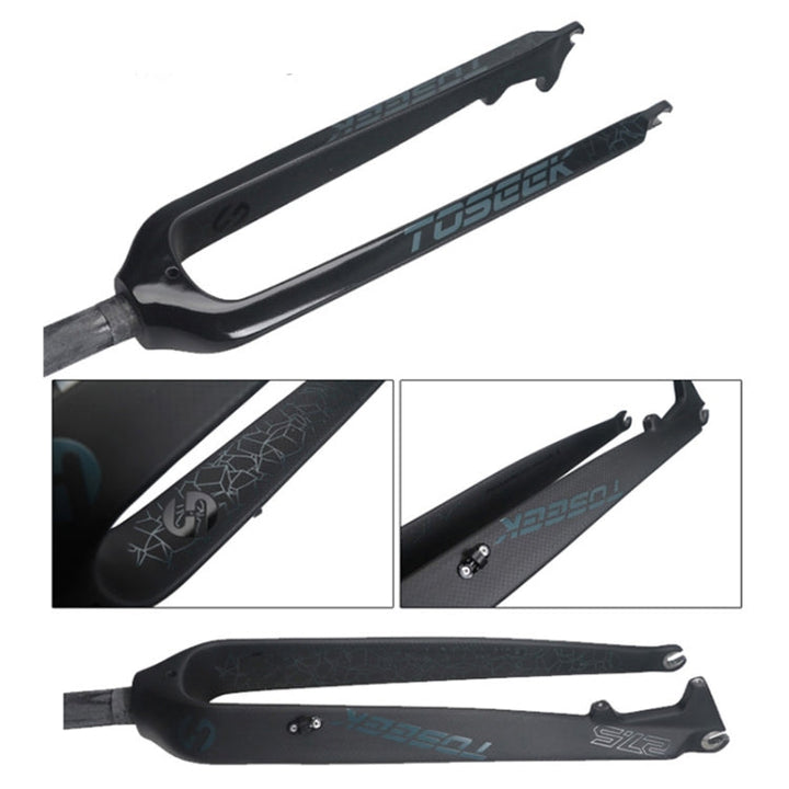 BowLift | TOSEEK Ultra Light 26 Inch 385mm Mountain Bike Full Carbon Fork Straight Tube Disc Brake (Black)