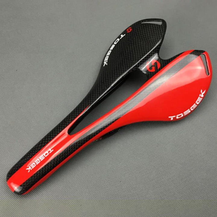 BowLift | TOSEEK Road Bike Carbon Fiber Saddle Bicycle Hollow Saddle, 3K Texture + Lightweight (Red)