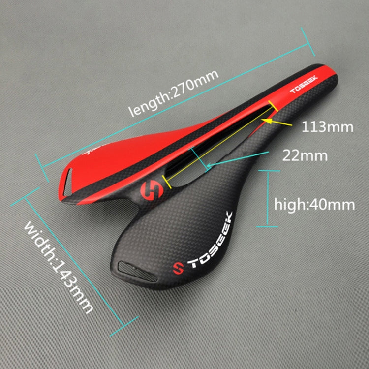 BowLift | TOSEEK Road Bike Carbon Fiber Saddle Bicycle Hollow Saddle, 3K Texture + Lightweight (Red)