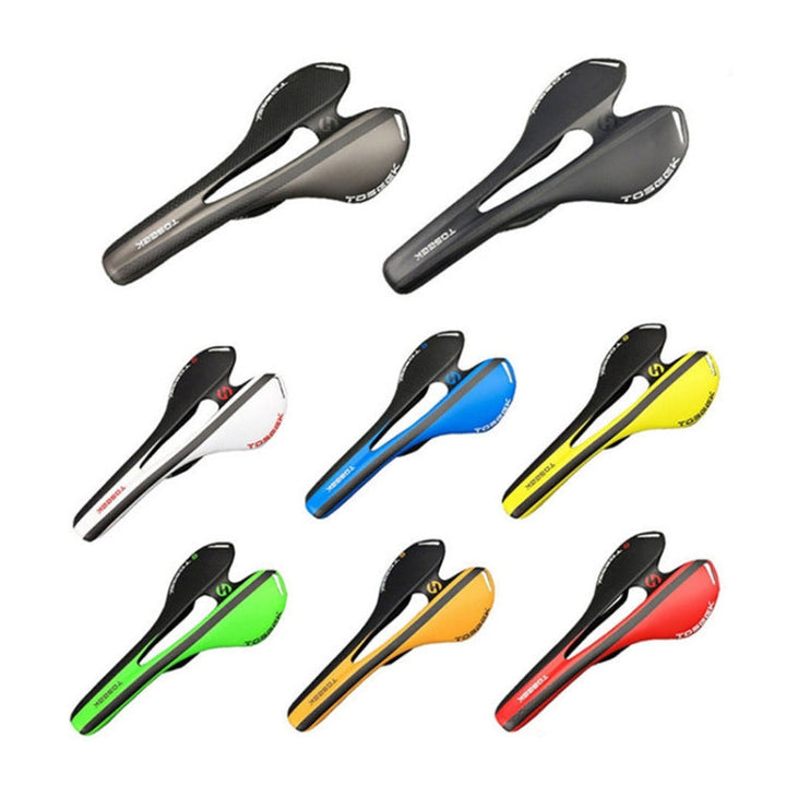 BowLift | TOSEEK Road Bike Carbon Fiber Saddle Bicycle Hollow Saddle, 3K Texture + Lightweight (Red)