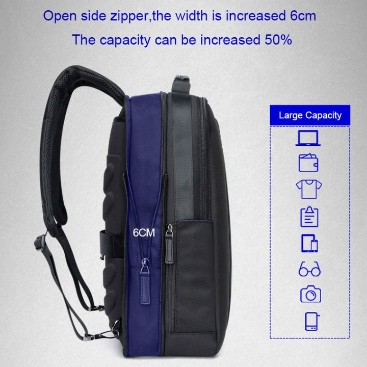 BowLift | Bopai 751-006561 Large Capacity Business Casual Breathable Laptop Backpack with External USB Port, Size: 29 x 16 x 44 cm (Black)
