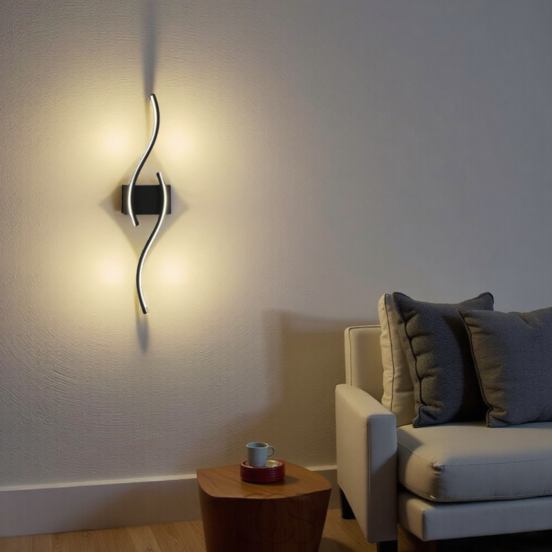 BowLift | Minimalist Black LED Wall Lamp – Modern Remote-Controlled Ambient Light
