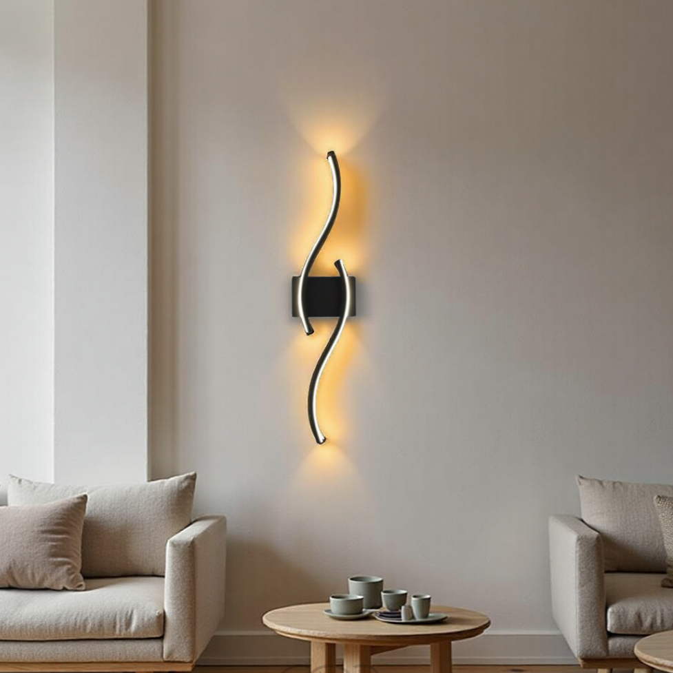 BowLift | Minimalist Black LED Wall Lamp – Modern Remote-Controlled Ambient Light