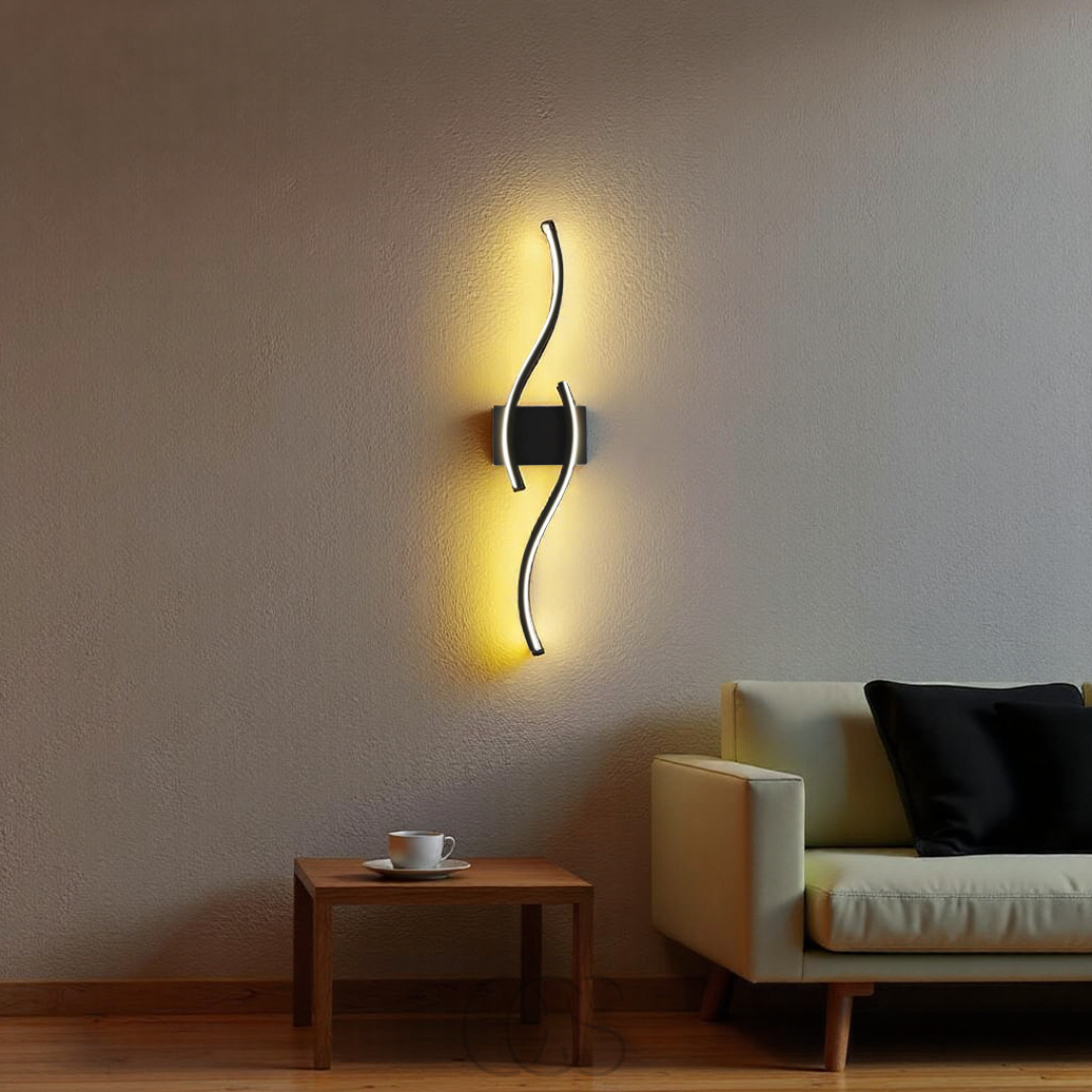 BowLift | Minimalist Black LED Wall Lamp – Modern Remote-Controlled Ambient Light