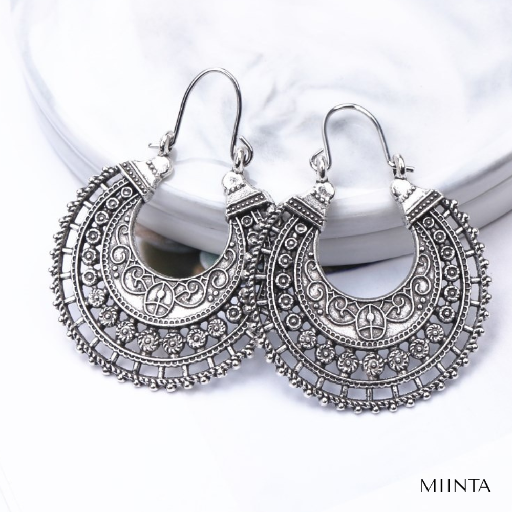 Elegant Tibetan Filigree Earrings made of High-Quality Real Silver! Bowlift