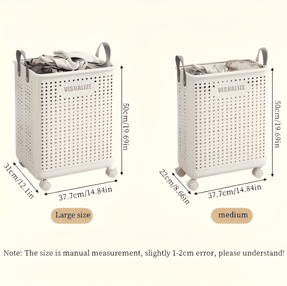 RollEase Foldable Laundry Basket – With Wheels, Compact & Durable for Easy Transport | Bowlift
