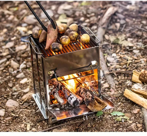 VuurKracht Compact – Foldable Stainless Steel Wood Stove for Outdoor Activities | Bowlift
