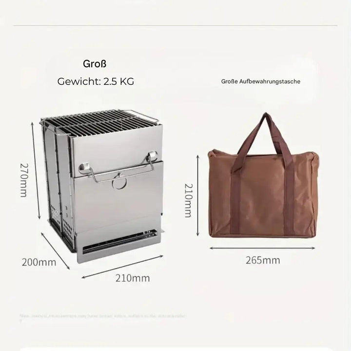 VuurKracht Compact – Foldable Stainless Steel Wood Stove for Outdoor Activities | Bowlift