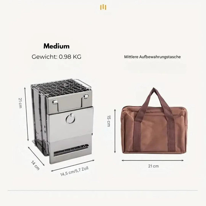 VuurKracht Compact – Foldable Stainless Steel Wood Stove for Outdoor Activities | Bowlift