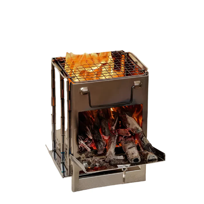 BowLift | FirePower Compact – Foldable Stainless Steel Wood Stove for Outdoor Activities