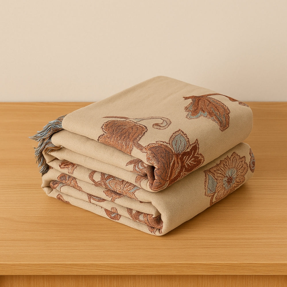 BowLift | Orchid Trail Floral Cotton Tassel Bed Blanket