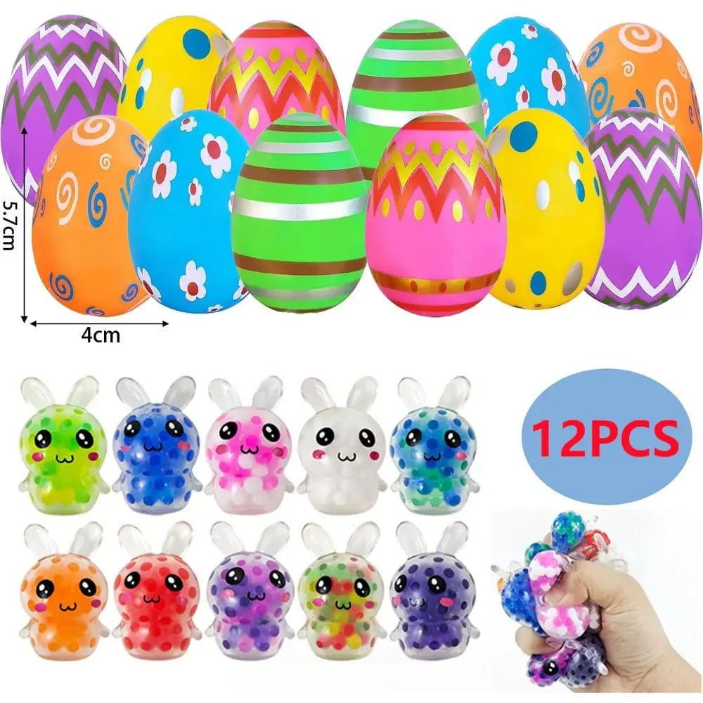 BowLift | Easter Bunny Stress Ball – Fun, Safe & Perfect for the Easter Egg Hunt (12 Bunnies in an Egg)