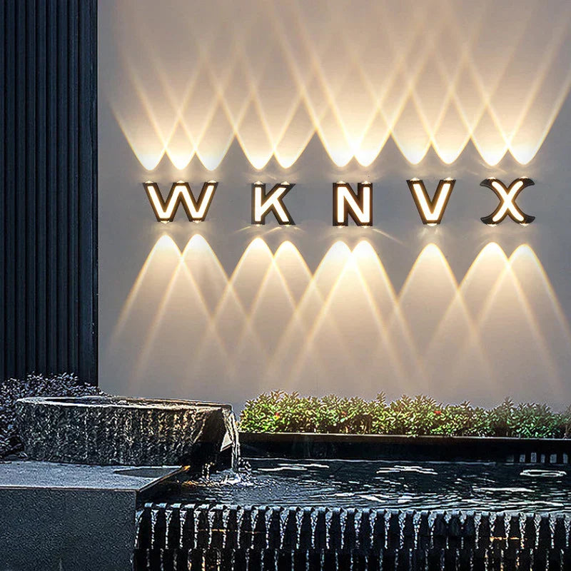 BowLift | LED Outdoor Wall Lamp with Customizable Letter Sign and Energy-Efficient Lighting for Home Entryways and Patios