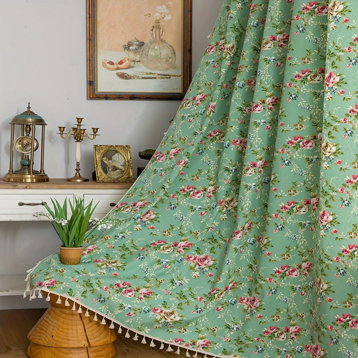 BowLift | Pastoral Green Rose Tassel Curtain