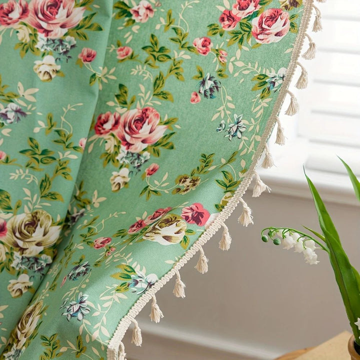 BowLift | Pastoral Green Rose Tassel Curtain