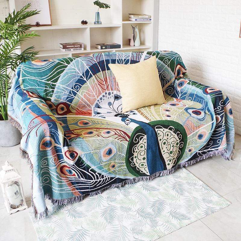 Peacock Throw Thread Blanket Bowlift