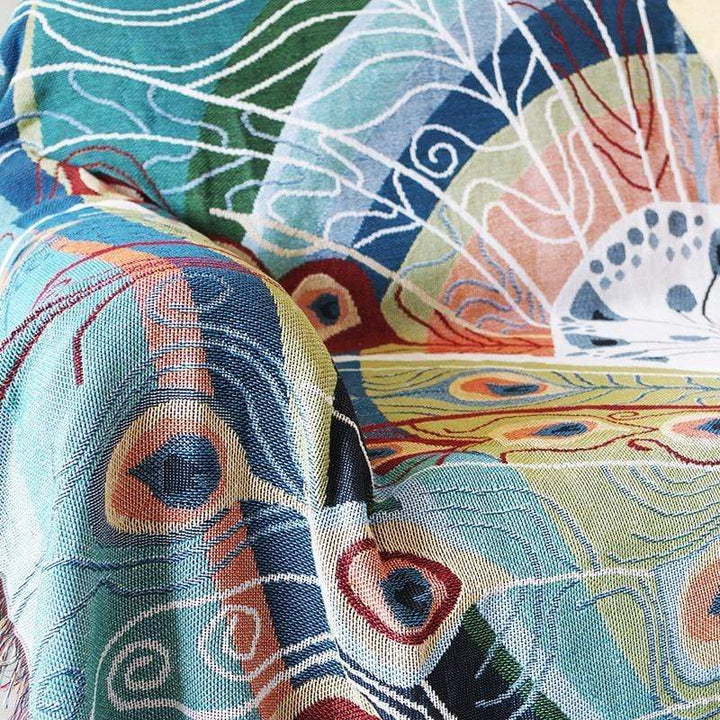 Peacock Throw Thread Blanket Bowlift