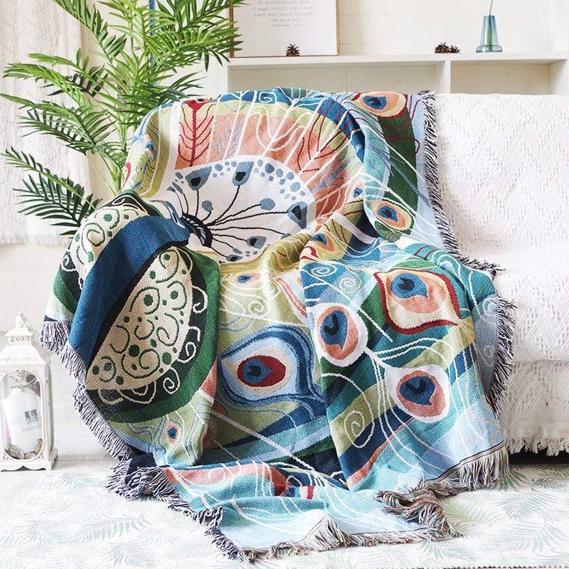 Peacock Throw Thread Blanket Bowlift
