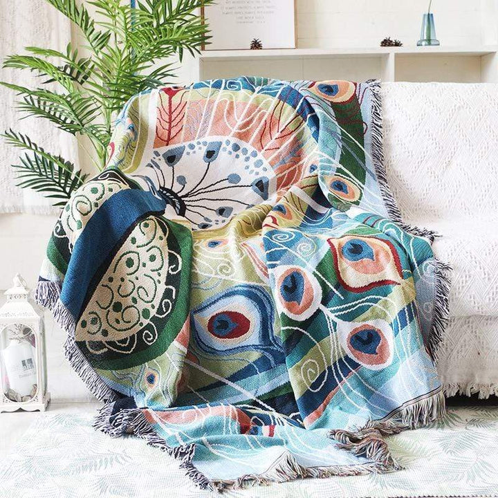 Peacock Throw Thread Blanket Bowlift