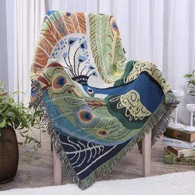 Peacock Throw Thread Blanket Bowlift
