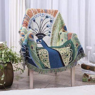 Peacock Throw Thread Blanket Bowlift
