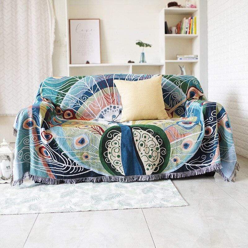 Peacock Throw Thread Blanket Bowlift