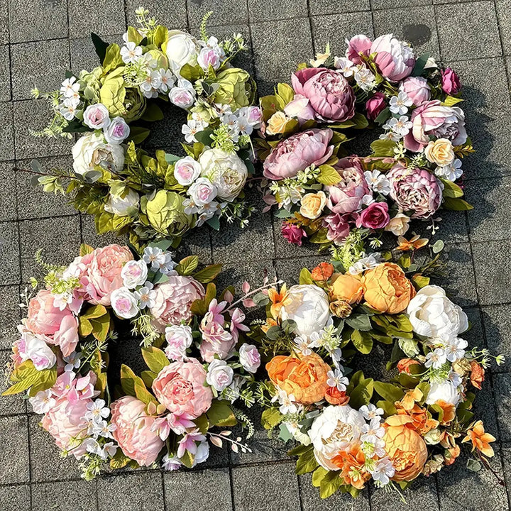 BowLift | AutumnGlow Autumn Wreath - Artificial Wreath with Realistic Peonies for Outdoors