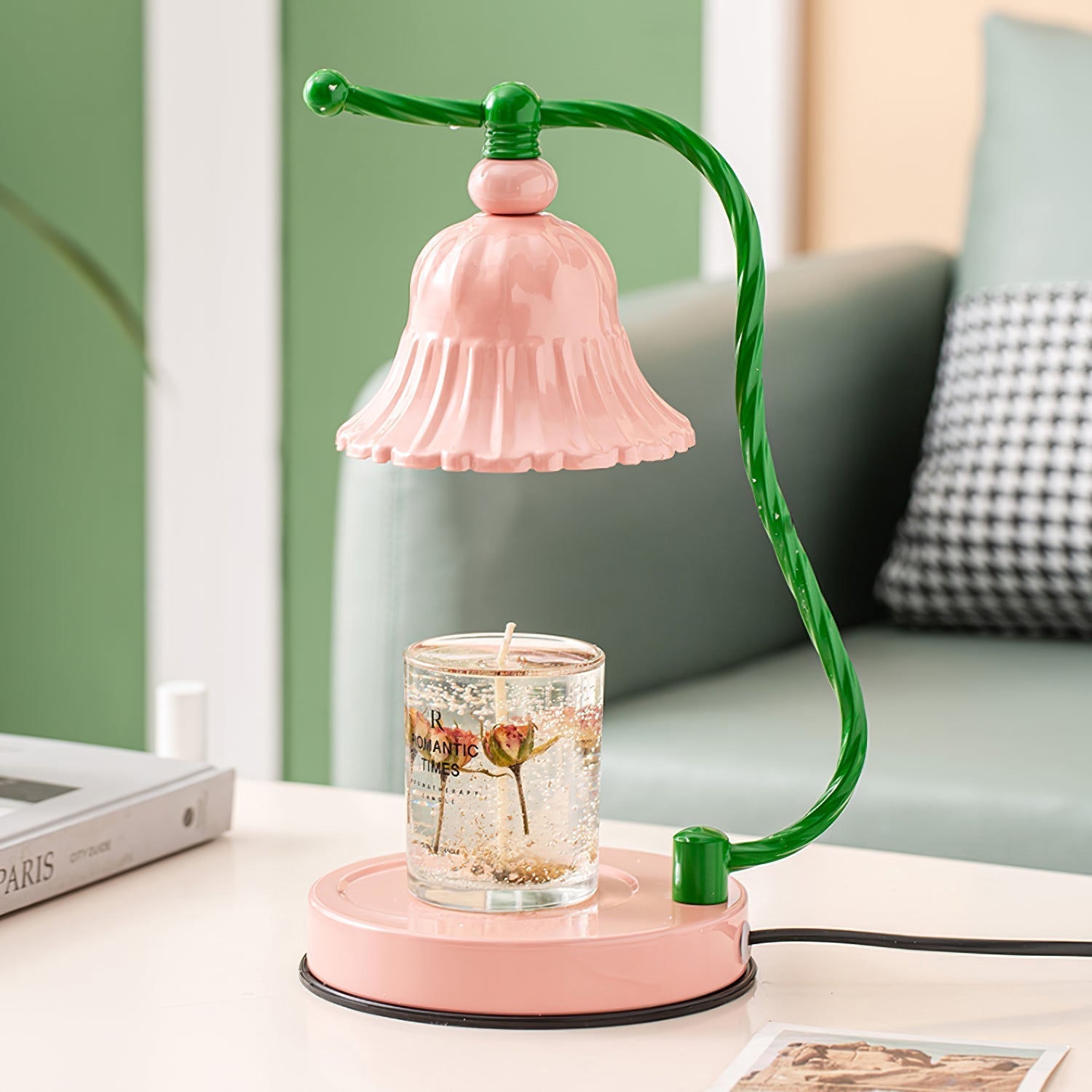 BowLift | BloomAura – Charming Pink Glass Table Lamp