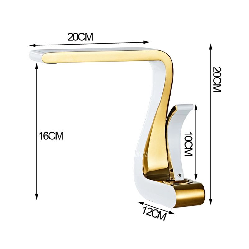 BowLift | Polished Gold Bathroom Sink Faucets Single Handle Luxury Brass White Modern One Hole