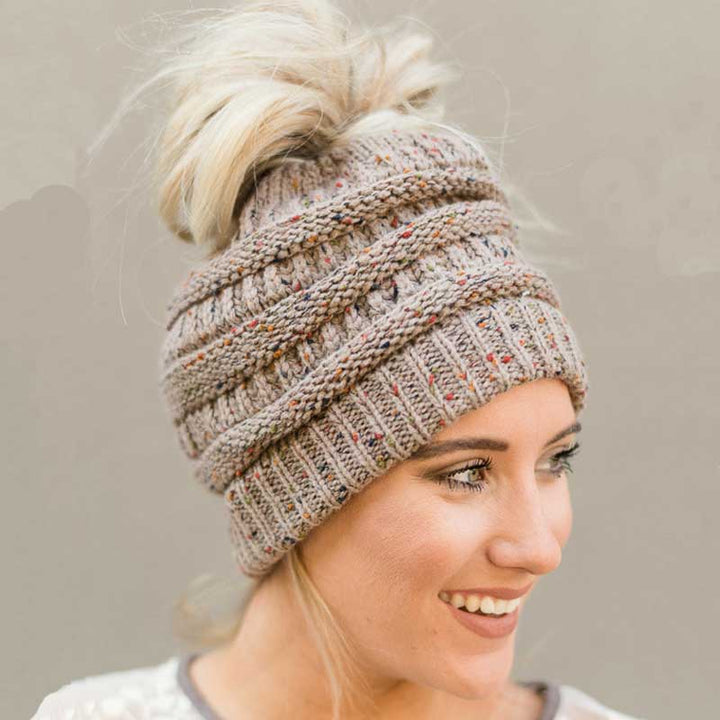 Soft Knit Ponytail Beanie Hat | Bowlift
