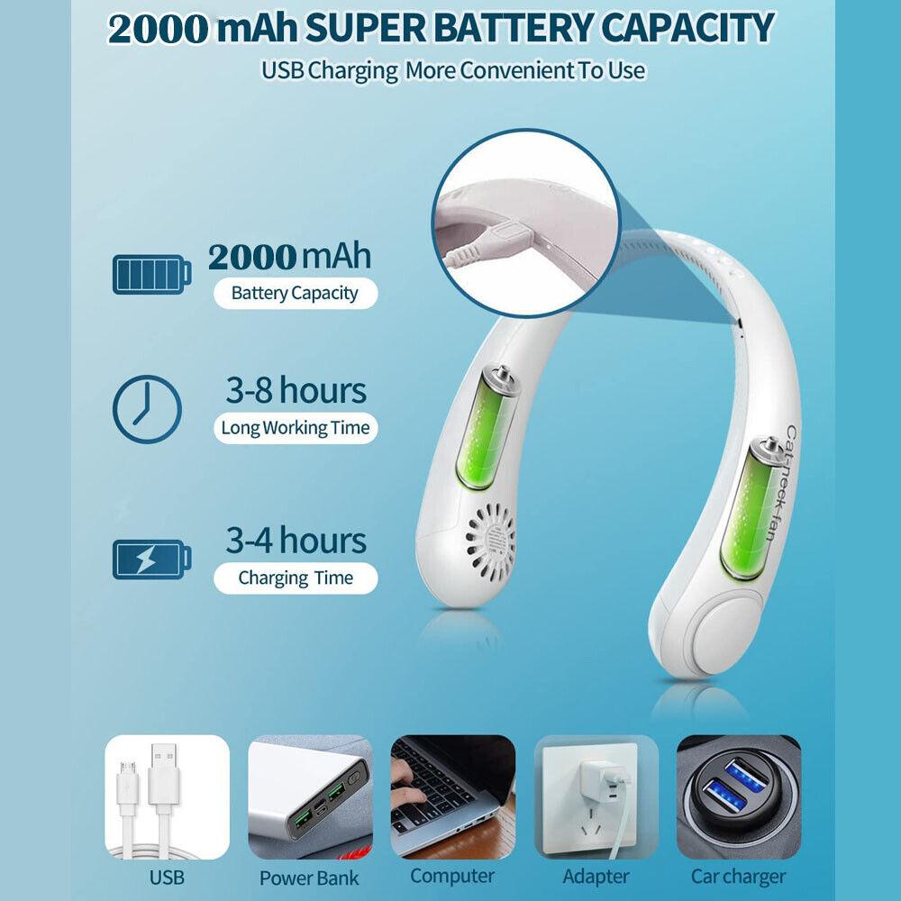 Best Neck Fan UK - Portable Neck Fan Mini USB Rechargeable Lazy Neckband Bladeless Cooler | Bowlift