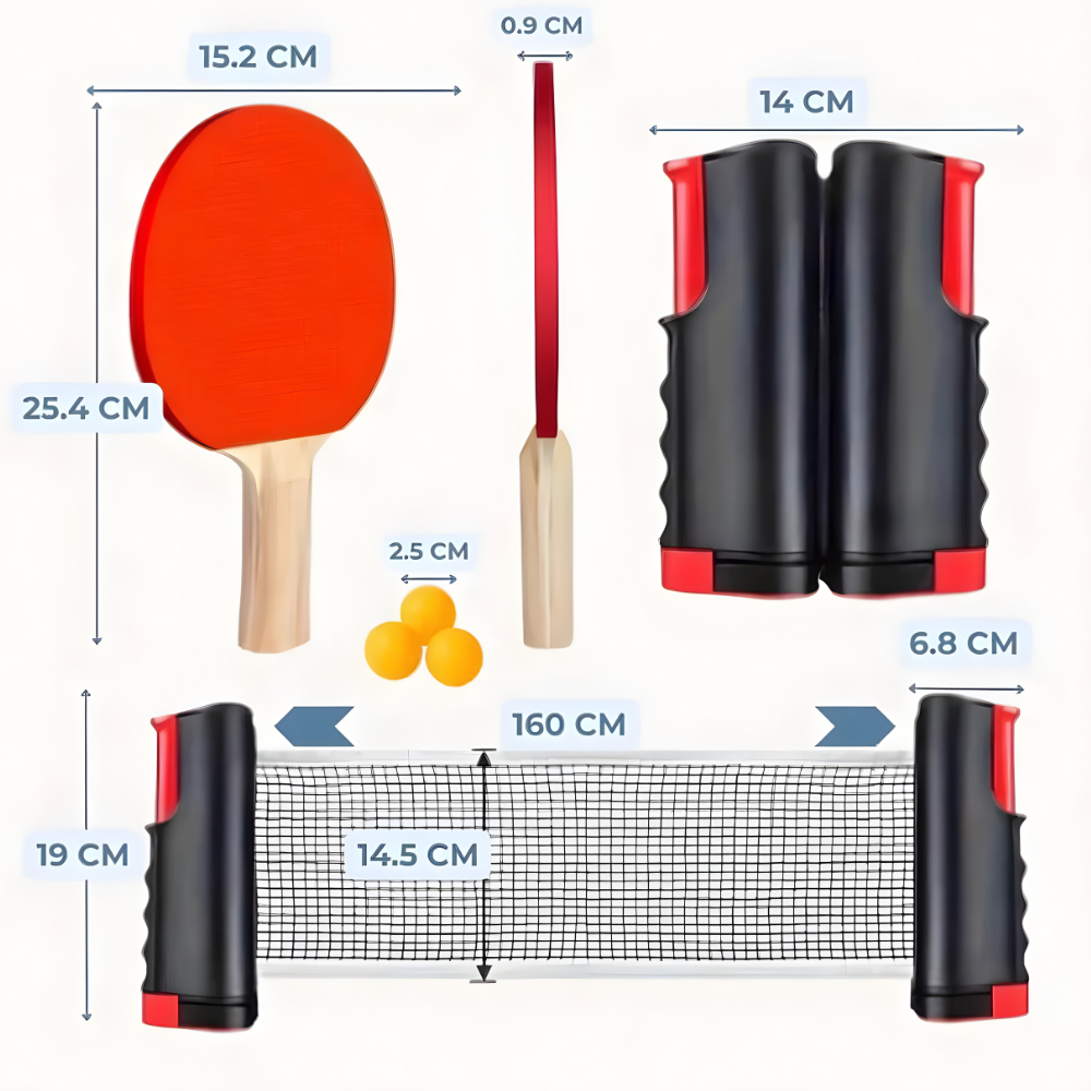 BowLift | Portable Table Tennis Set Retractable Net Family Ping Pong Kit